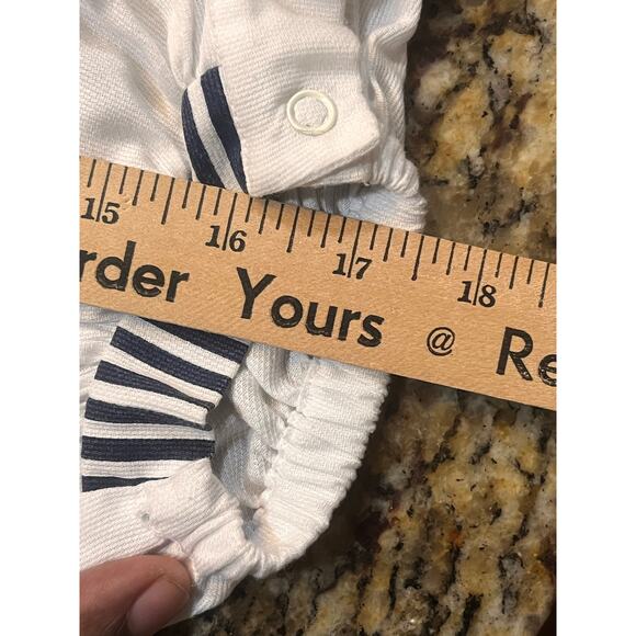 VTG Small Steps Boy Girl 18 Month Nautical Sailor Bubble Romper White Blue - Picture 11 of 13